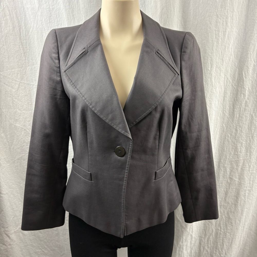 Armani Collezioni Gray Blazer with Notched Lapels and Tailored Fit